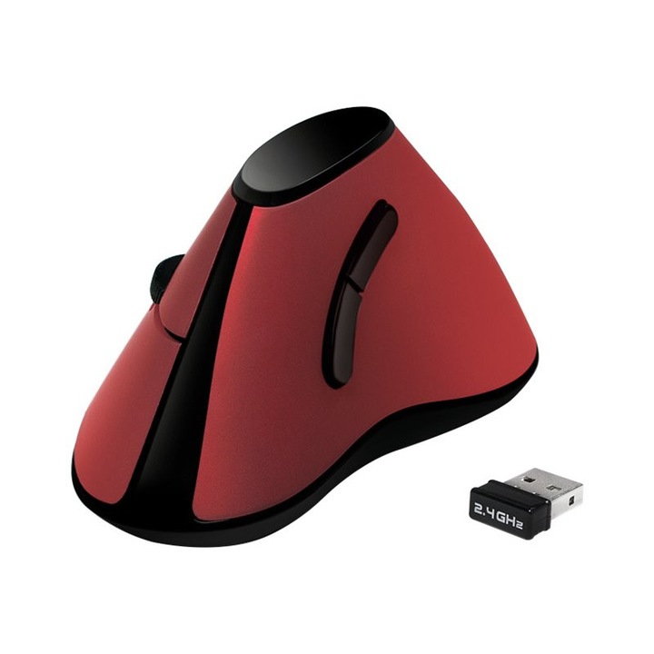 Мишка оптична вертикална LogiLink, USB, червена
