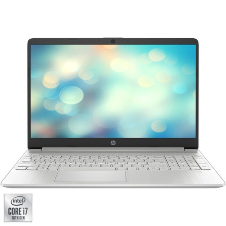 Laptop HP 15s-fq1096nq cu procesor Intel Core i7-1065G7 pana la 3.90 GHz, 15.6", Full HD, 8GB, 512GB SSD, Intel Iris Plus Graphics, Free DOS, Natural Silver