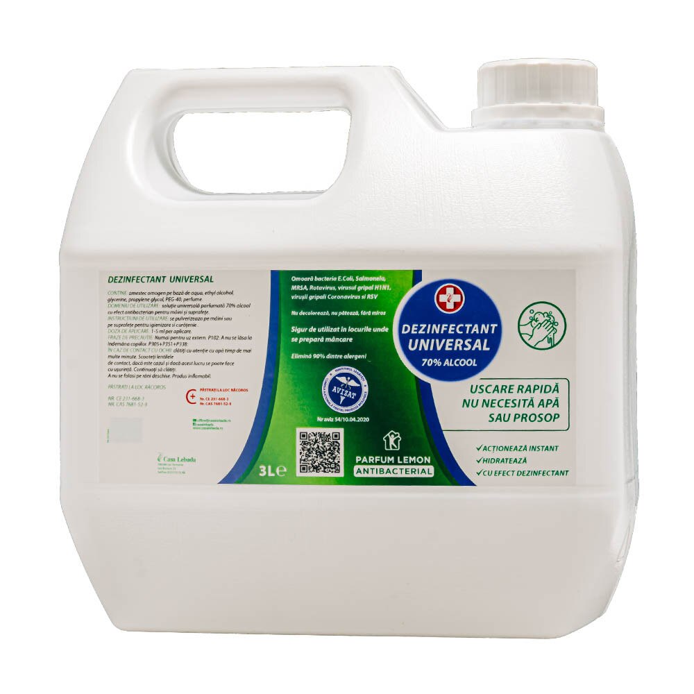 Dezinfectant universal antibacterian 70% alcool avizat 3L
