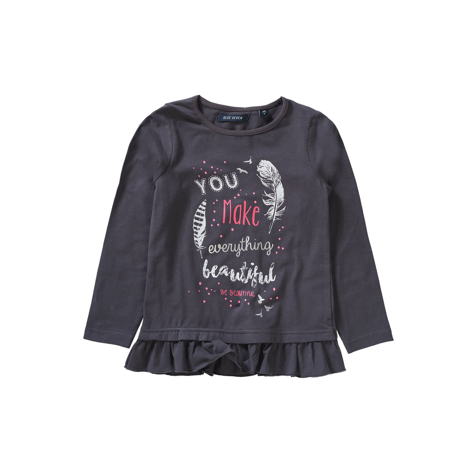 Bluza cu imprimeu fete,Blue Seven,gri inchis, marimea 110 cm