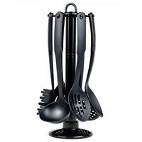 set 6 ustensile de bucatarie cu suport rotativ prima kitchenware negre maner din nylon imagen 1_0_
0