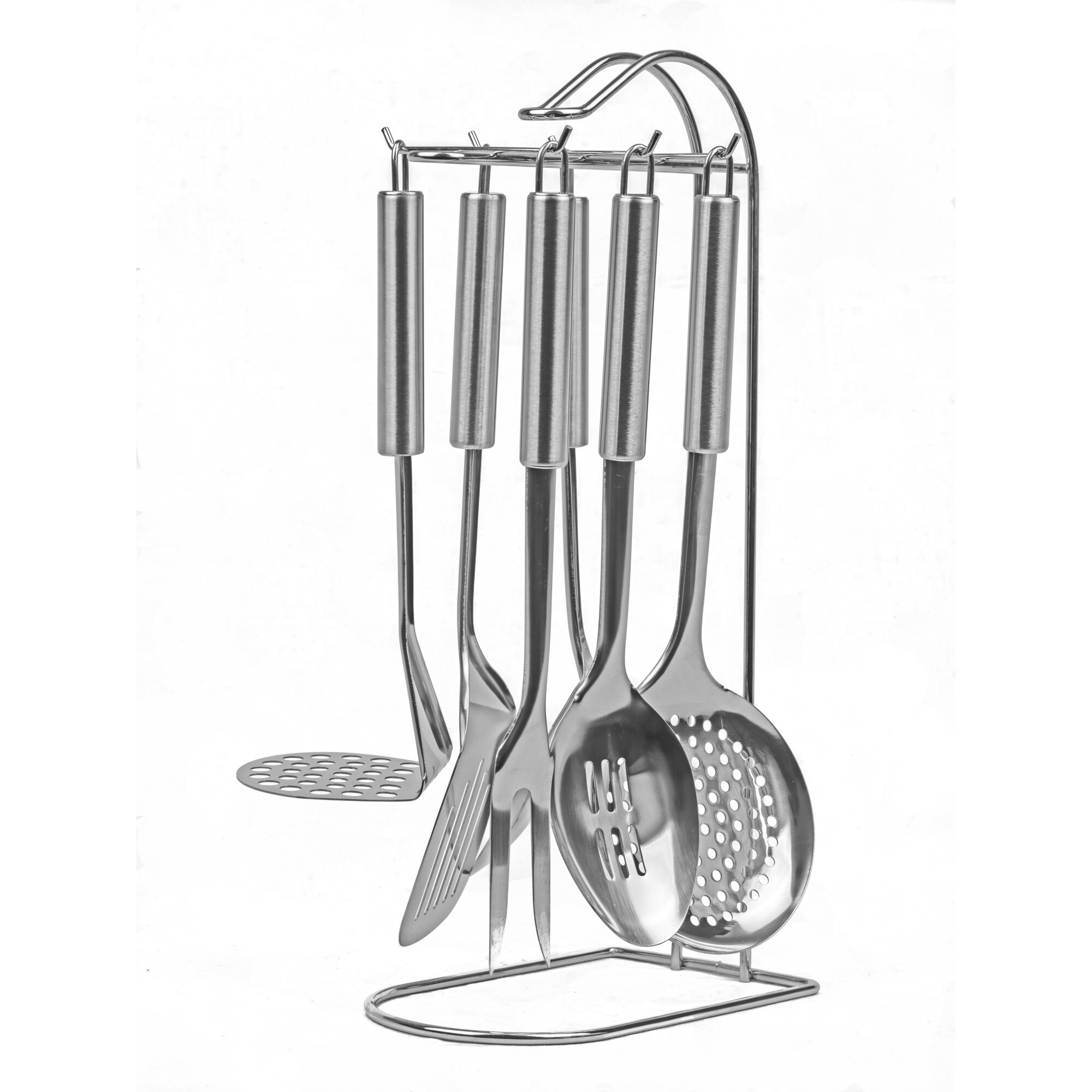 Set 6 ustensile de bucatarie, Cu suport, Prima kitchenware, Inox