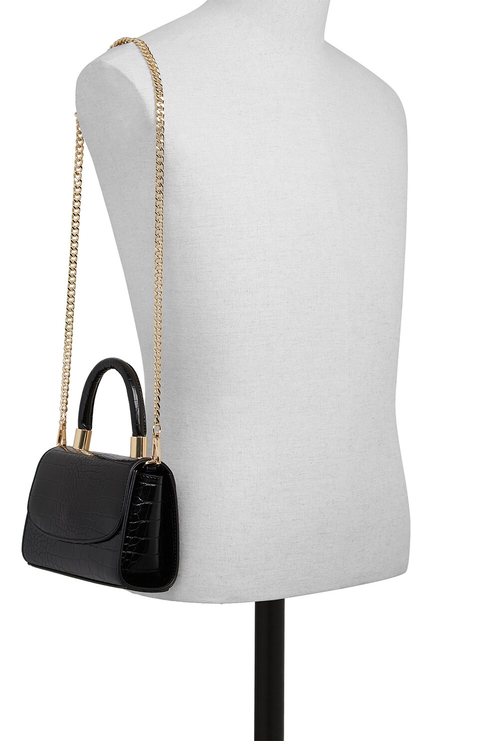 Aldo, Aloja keresztpántos műbőr táska láncos pánttal, Fekete eMAG.hu