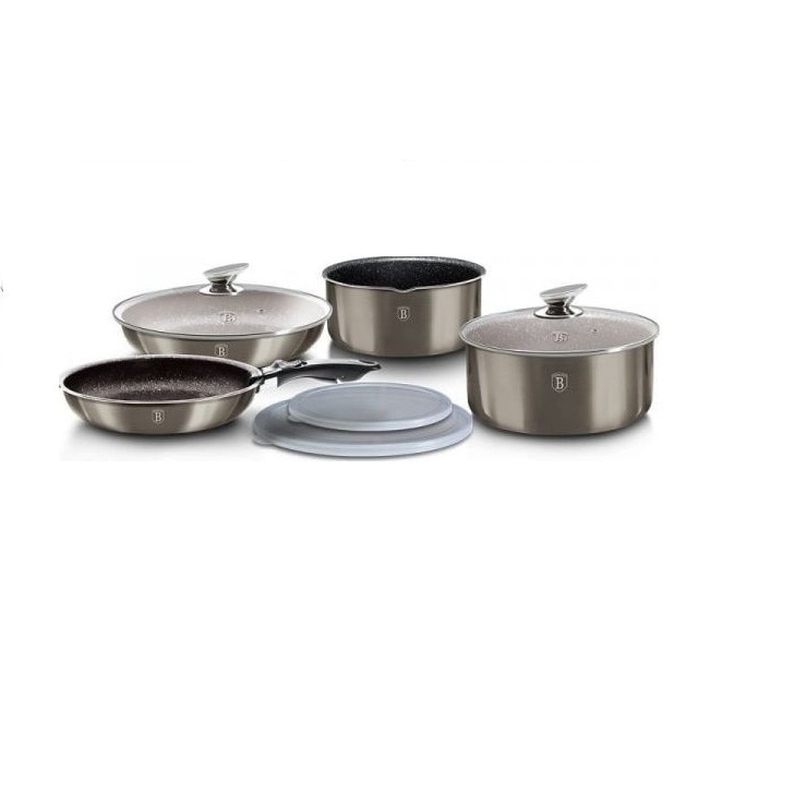 Set oale si tigai Carbon Metalic Line Berlinger Haus bh 6148 cu maner detasabil din aluminiu forjat, 9 piese