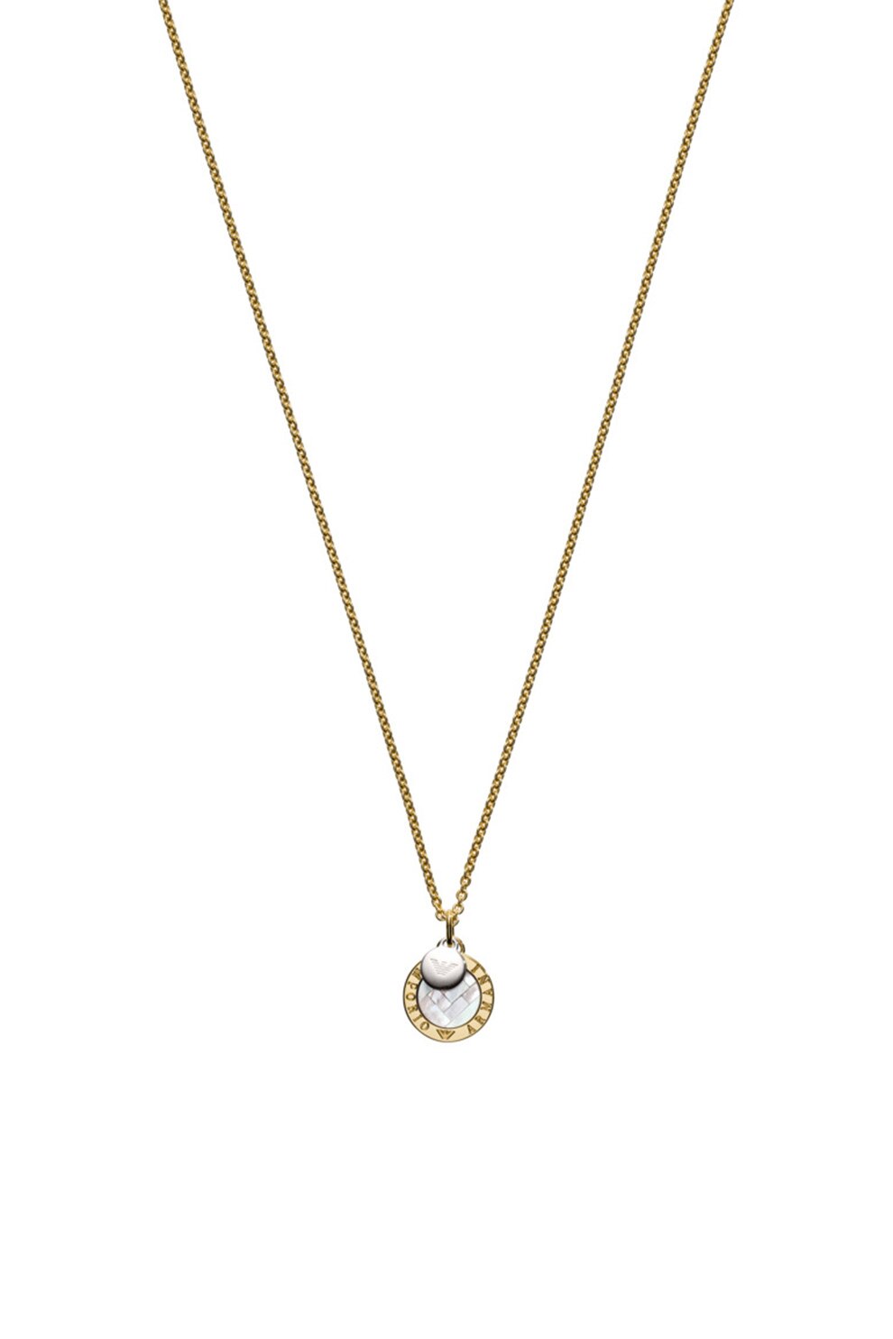 Emporio Armani, Colier de argint cu pandantiv logo, Auriu/Argintiu