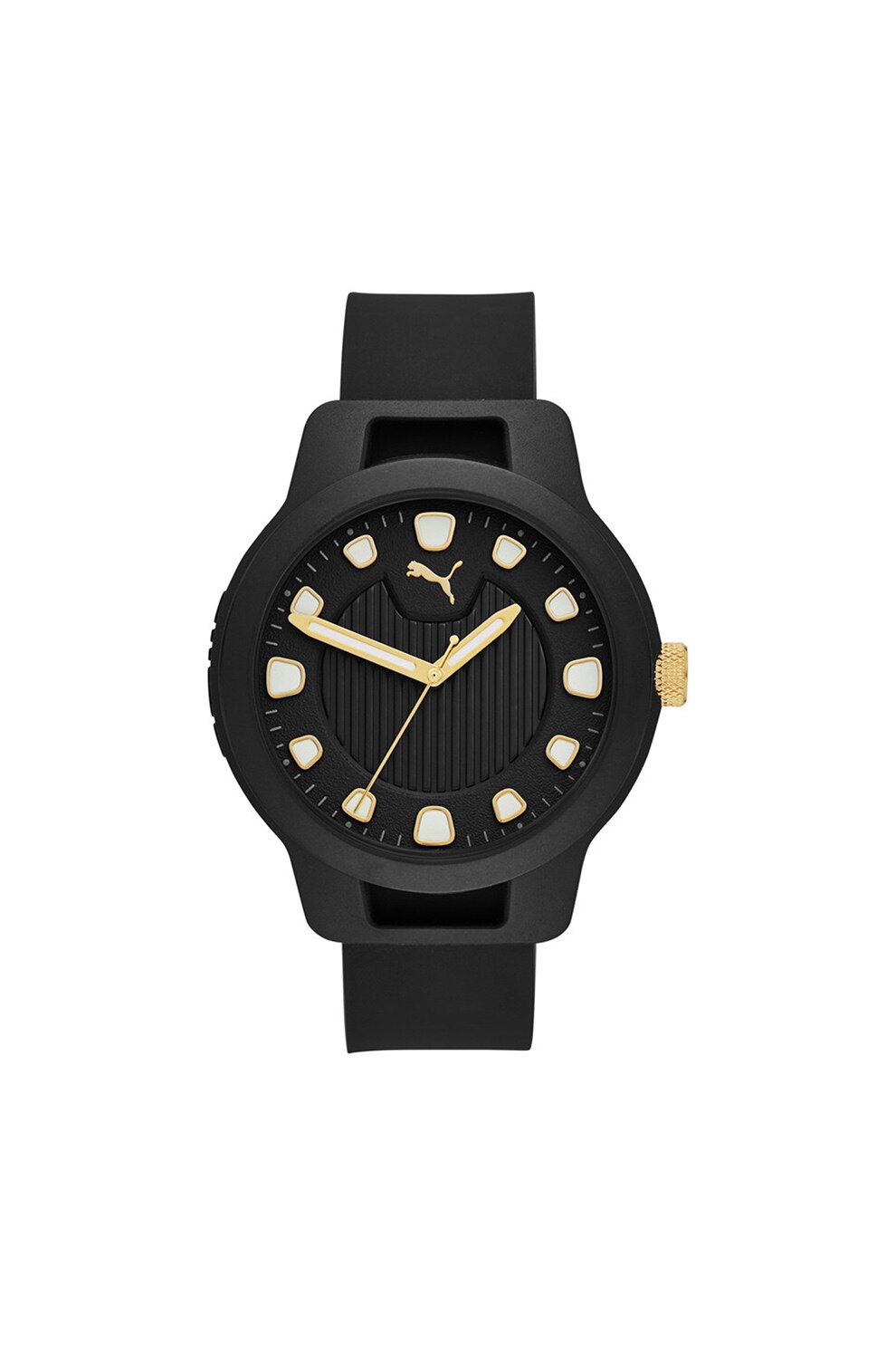 Puma, Ceas cu o curea de silicon, Negru/Auriu