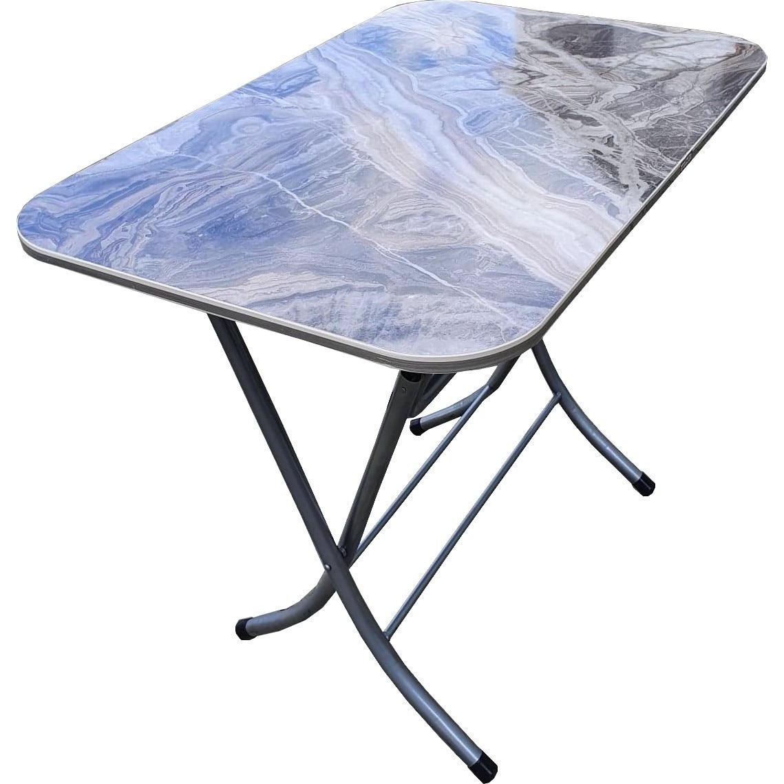 Masa plianta cu blat din MDF melaminat Harlem® Mermer , 60X110X72 centimetri, Blat 18mm , Picioare emailate, Pliabila, Model Marmura