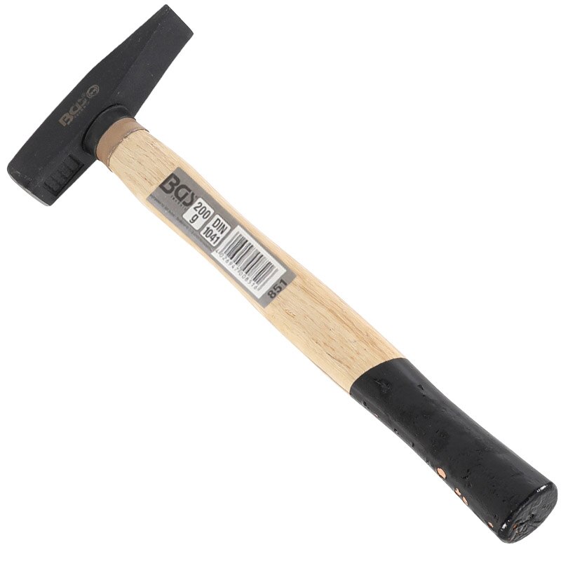 Ciocan pentru lacatuserie, standard TUV/GS, cu cap negru, satinat de 200 g si maner din lemn vopsit negru pe 1/3 din lungime