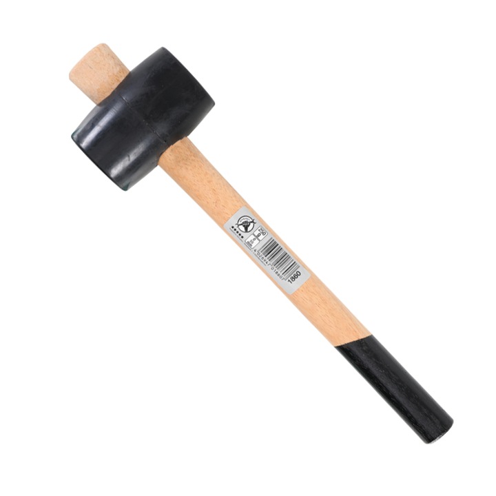 Ciocan cu cap din cauciuc si maner de lemn, greutate cap 250 g, pentru diverse operatiuni de montaj/pavare (gresie, faianta, dale, etc)