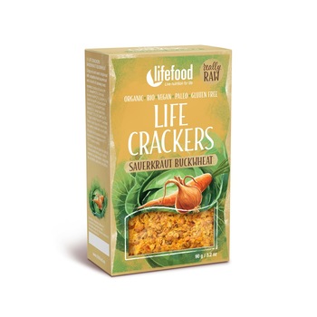 Lifecrackers cu varza murata raw bio 90g Lifecrackers cu varza murata raw bio 90g