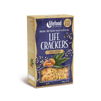 LIFECRACKERS cu chia si canepa raw eco 90g LIFECRACKERS cu chia si canepa raw eco 90g