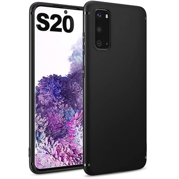 Set Husa protectie Samsung Galaxy S20, din silicon, Negru si folie protectie ecran, Joyshell Set Husa protectie Samsung Galaxy S20, din silicon, Negru si folie protectie ecran, Joyshell