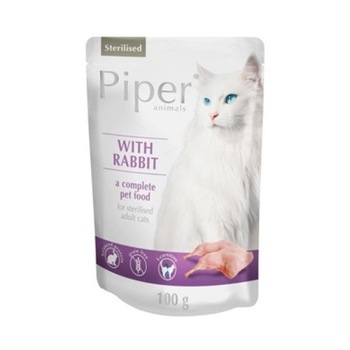 Hrana Umeda pentru Pisici, Piper Cat Adult Sterilizat cu Iepure, 100 g Hrana Umeda pentru Pisici, Piper Cat Adult Sterilizat cu Iepure, 100 g