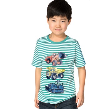 Tricou in dungi cu imprimeu baieti,Zab Kids,alb/verde, marimea 104/110 Tricou in dungi cu imprimeu baieti,Zab Kids,alb/verde, marimea 104/110