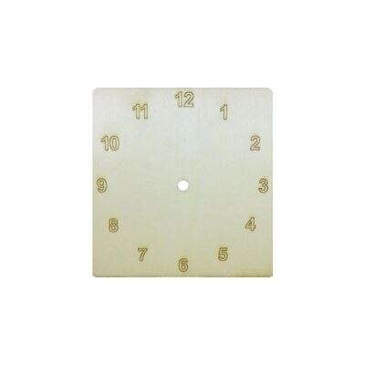 Cadran ceas din lemn - model patrat cu cifre arabe, 15 x 15 cm