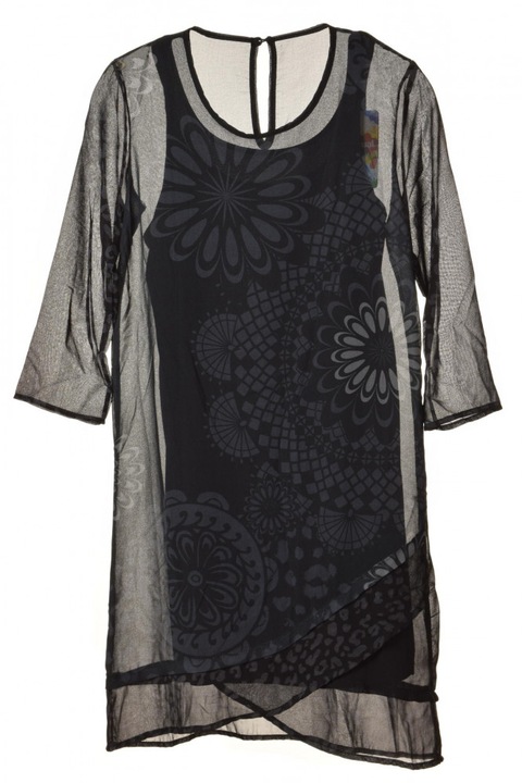 Прозрачна дамска рокля Desigual, Черна, 36