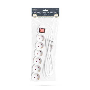 Prelungitor Delight 6 cu protectie, Mufa CEE 7/7, 3 m, Alb Prelungitor Delight 6 cu protectie, Mufa CEE 7/7, 3 m, Alb