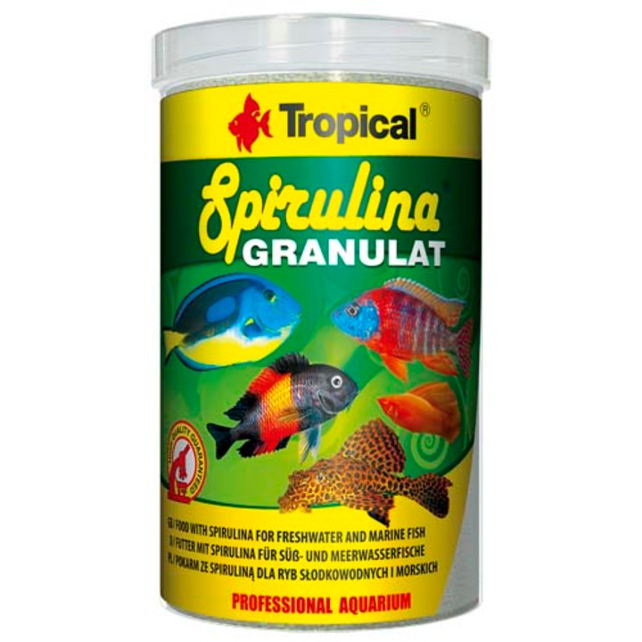 Храна за рибки със спирулина Tropical Spirulina Granulat, Гранулирана, 1000мл / 440гр