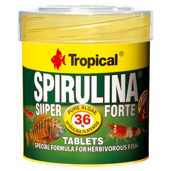 Hrana pentru pesti cu spirulina Tropical Super Spirulina Forte Tablets, 50ml / 36g
