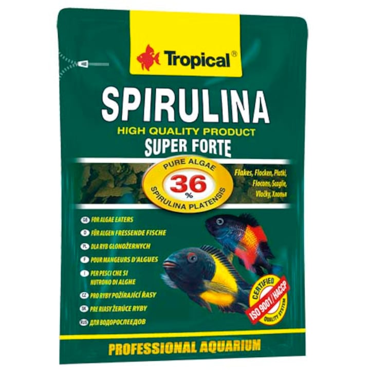 Hrana cu spirulina pentru pesti Tropical Super Spirulina Forte, 12g