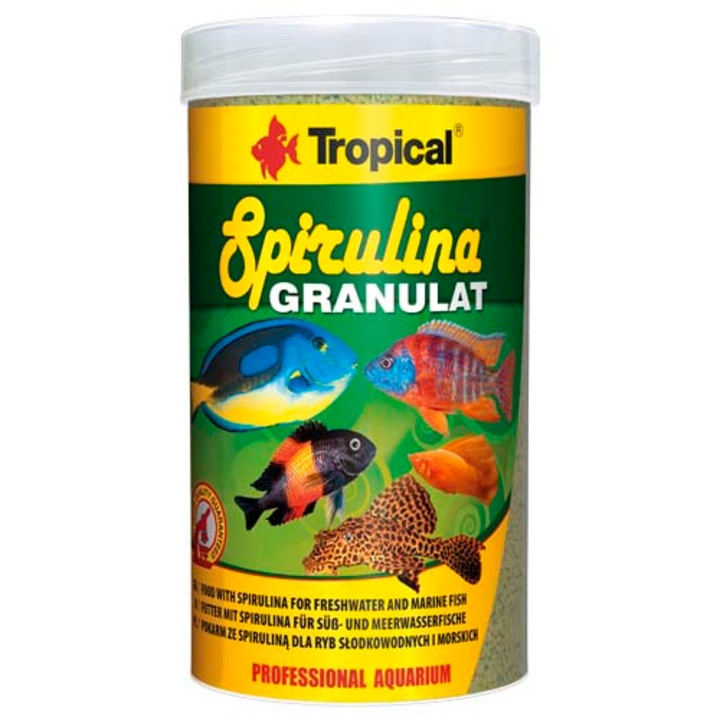 Hrana granulata cu spirulina pentru pesti Tropical Spirulina Granulat, 250ml / 110g