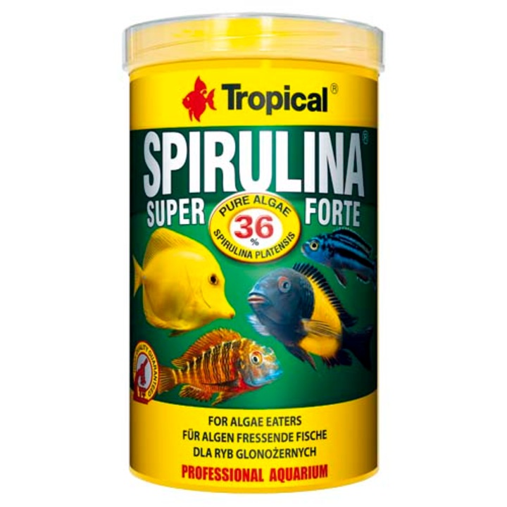 Hrana cu spirulina pentru pesti Tropical Super Spirulina Forte, 1000ml / 200g