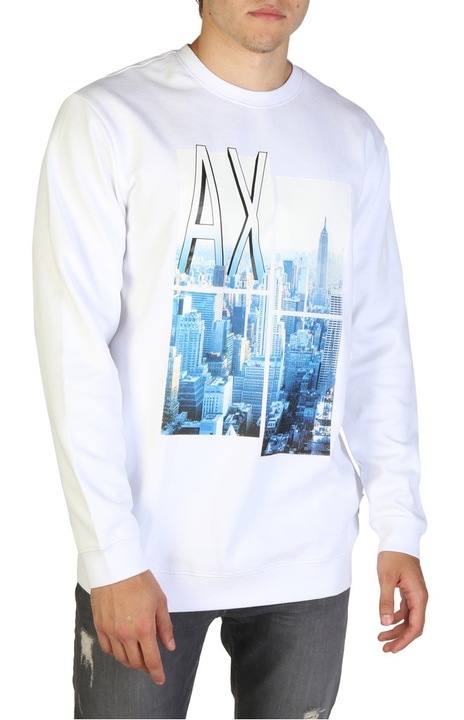 Armani Exchange férfi pulóver, pamut, fehér, L