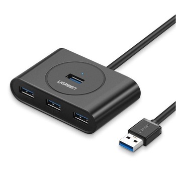 HUB Ugreen USB 3.0, 4 in 1, 0,5m negru HUB Ugreen USB 3.0, 4 in 1, 0,5m negru