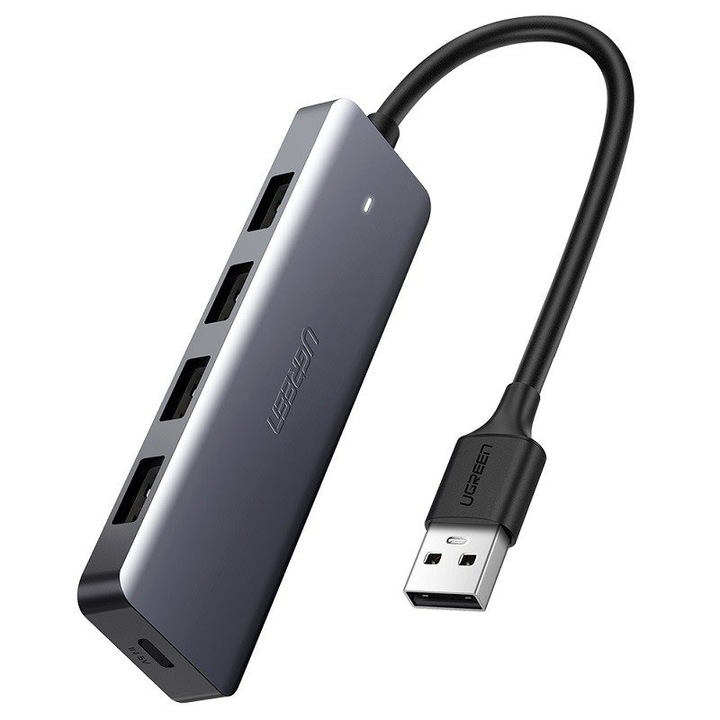 Хъб 4x USB 3.0 + USB-C 4в1 Ugreen, Сив