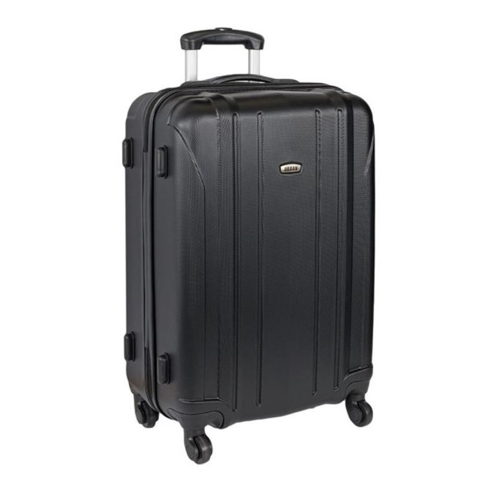 Куфар за пътуване, С колелца, 50 х 29 х 76 см, 25 кг, 95 литра, Черен