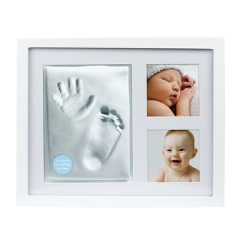 Kit rama foto cu amprente mulaj si 2 fotografii, Pearhead, alba Kit rama foto cu amprente mulaj si 2 fotografii, Pearhead, alba