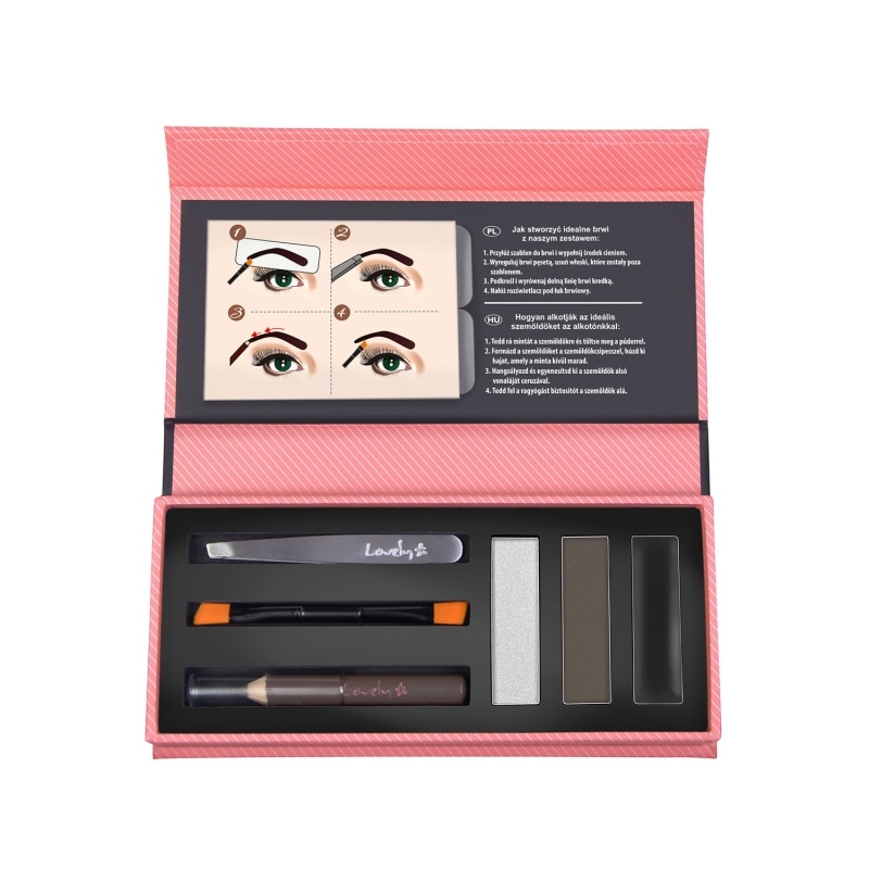 Set pentru stilizarea sprancenelor Lovely eyebrows creator, Dark Edition