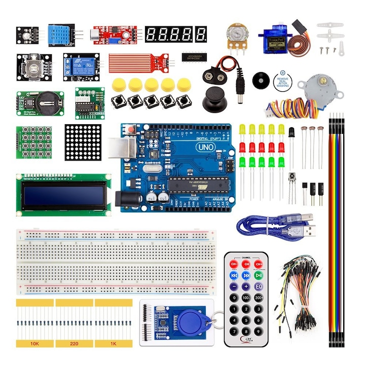 Arduino Uno R3 csomag + 24 elektronikus alkatrész