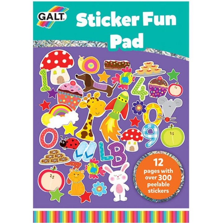 Блокче със стикери Galt, Sticker Fun Pad, 12 страници