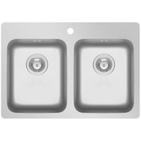 Chiuveta bucatarie Pyramis ZERIA 75x52cm, 2 cuve, adancime cuva mare 180mm, finisaj lucios, incorporabila in blat, orientare stanga, inox