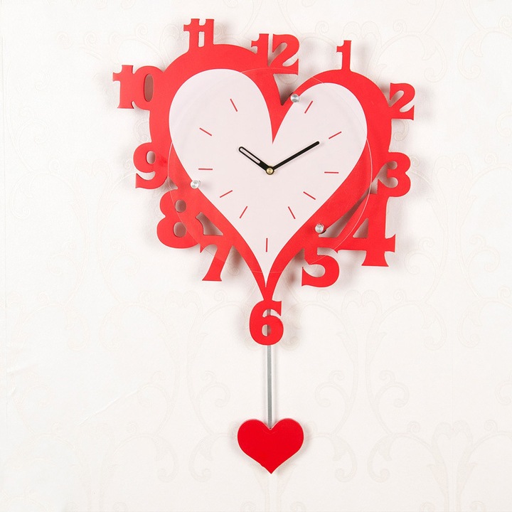 Kreatív falióra, "Valentin", piros