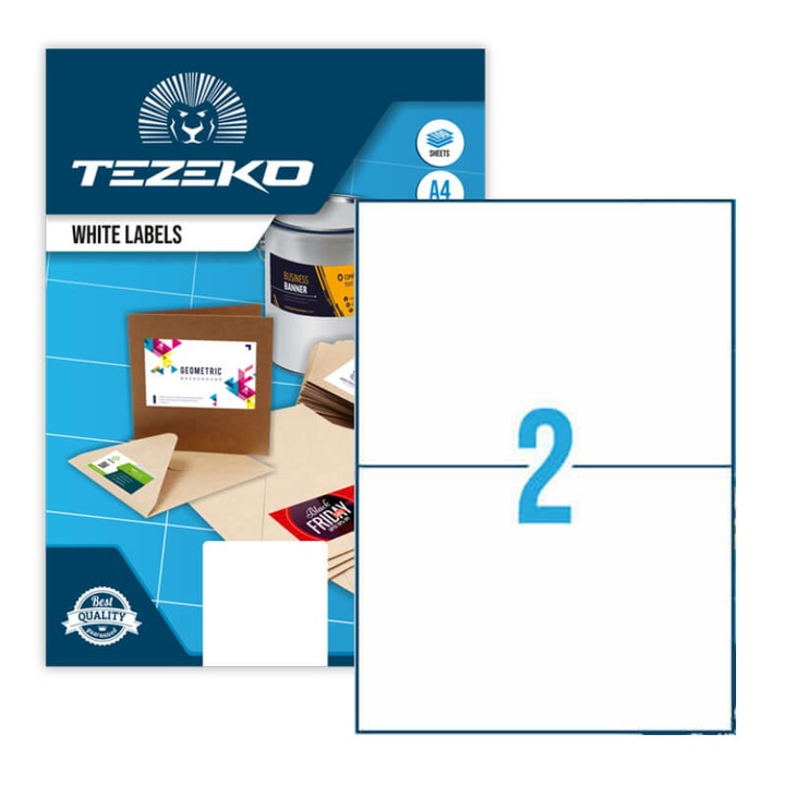 210*148 mm Tezeko A4 íves etikett címke, fehér színű (100 ív/doboz)