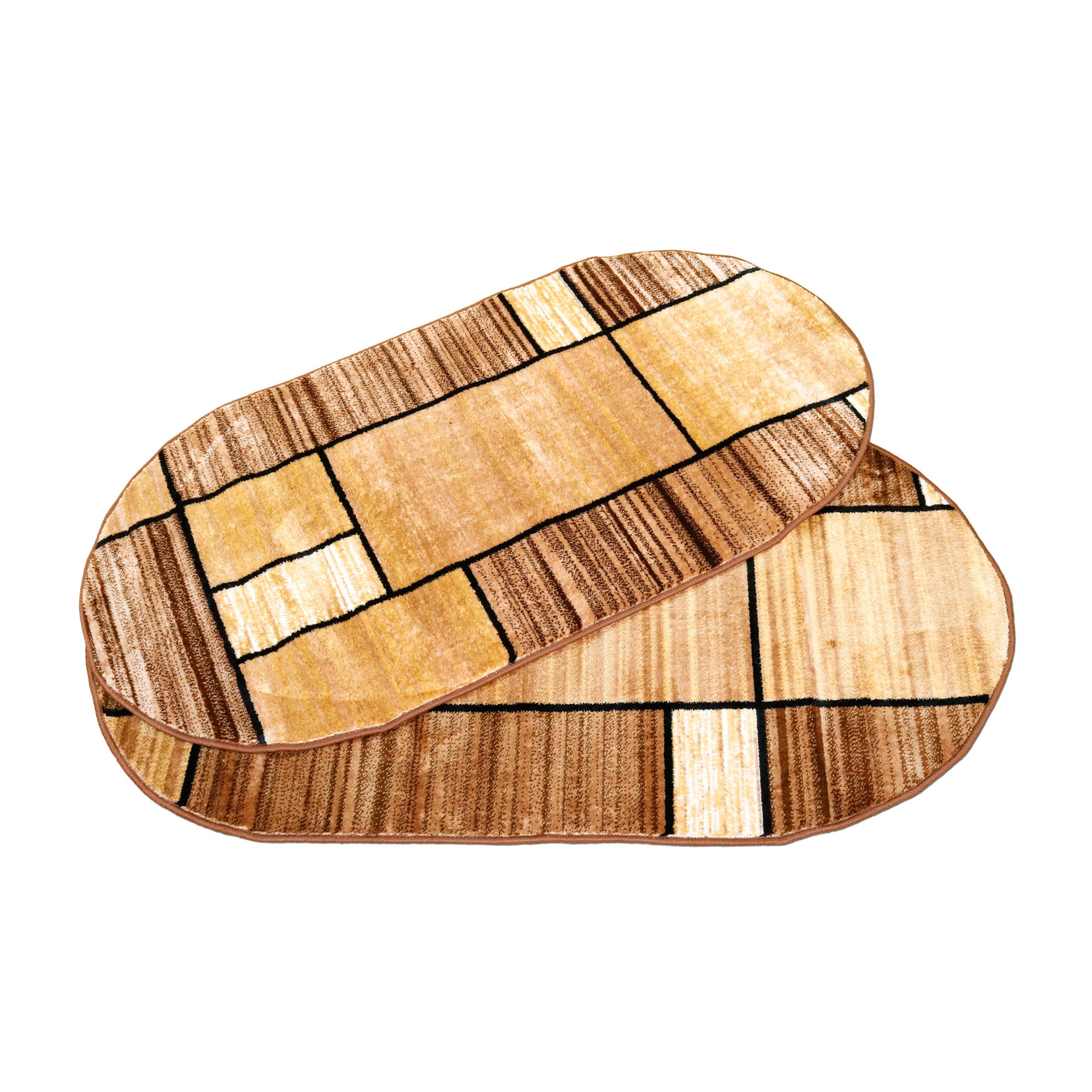 Set 2 buc.Covor Gold COLLECTION 80X150 cm oval -0846 maro/bej