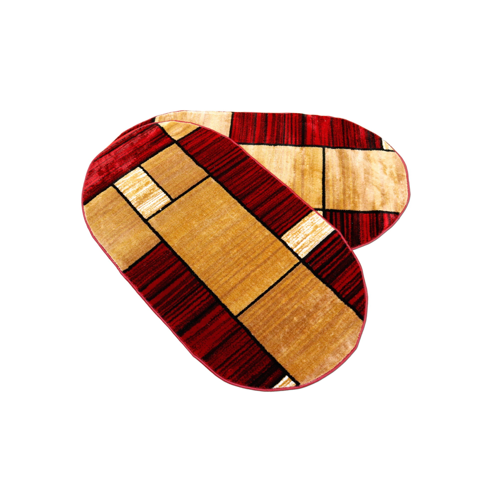 Set 2 buc.Covor Gold COLLECTION 80X150 cm oval -0846 rosu/bej