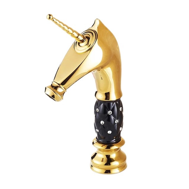 Baterie lavoar TRENDY'S ,montare pe blat, black-gold