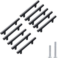 Set 10 manere din inox pentru mobilier de bucatarie MAGELASI, 150 mm, Negru
