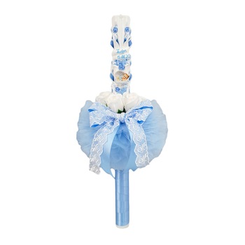 Lumanare botez sculptata personalizata culoare bleu Lumanare botez sculptata personalizata culoare bleu