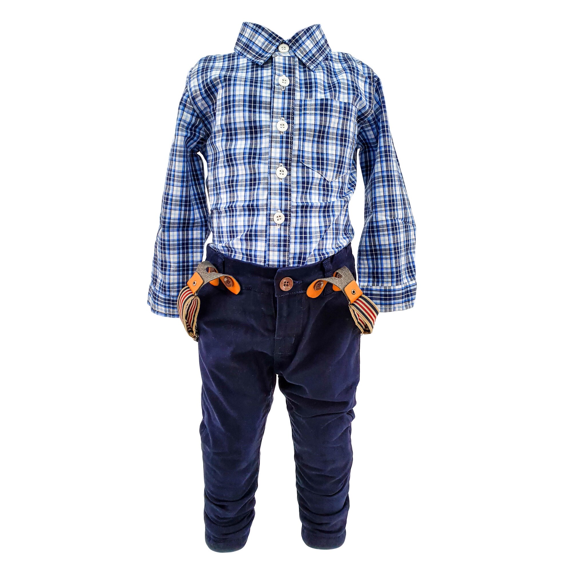 Compleu trei piese pentru baieti, model Basic Trendy, culoare bleumarin, marime 60-68 cm, varsta 3-6 luni