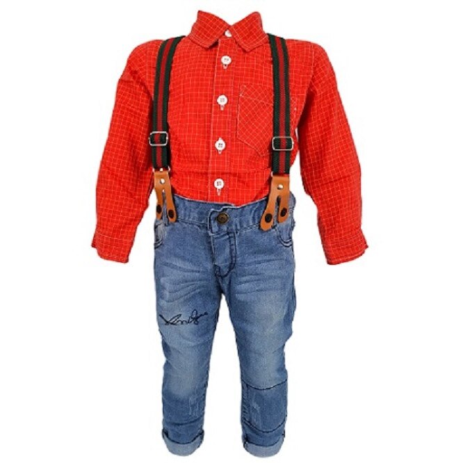 Compleu trei piese pentru baieti rosu-albastru