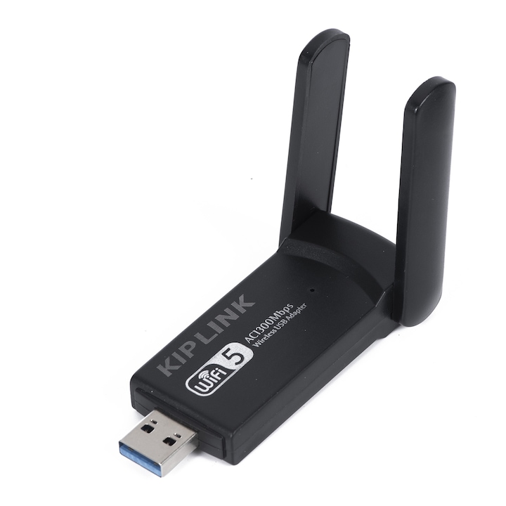 KIPLINK USB 3.0 WiFi адаптер, 1300Mbps, Двубандов 2.4/5GHz, Без драйвери, за PC/Лаптоп (KP-4605)