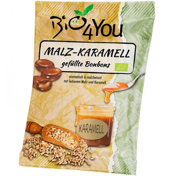 Bomboane bio cu malt din orz si caramel BIO4YOU 75g Bomboane bio cu malt din orz si caramel BIO4YOU 75g