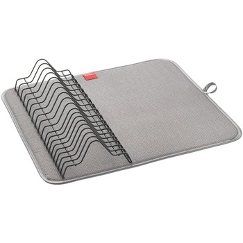 Scurgator de vase negru cu suport de scurgere din microfibra Scurgator de vase negru cu suport de scurgere din microfibra