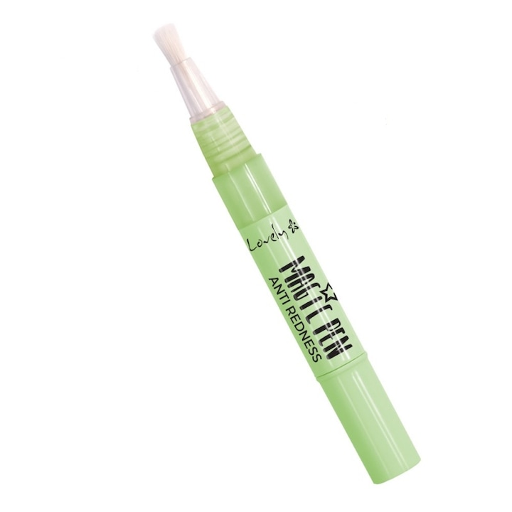 Lovely Magic Pen Anti Redness korrektor, ecset alakú applikátorral, 5 g, zöld