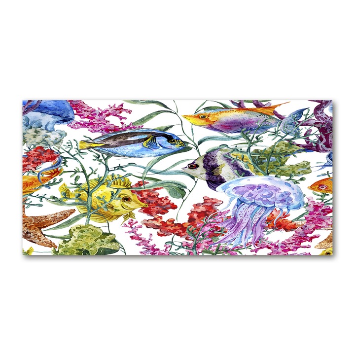 Üvegkép, 100x50 cm, Nyomtatott fali dekoráció, "Korallzátony", tw2-ean-osh2s-100x50-87446398