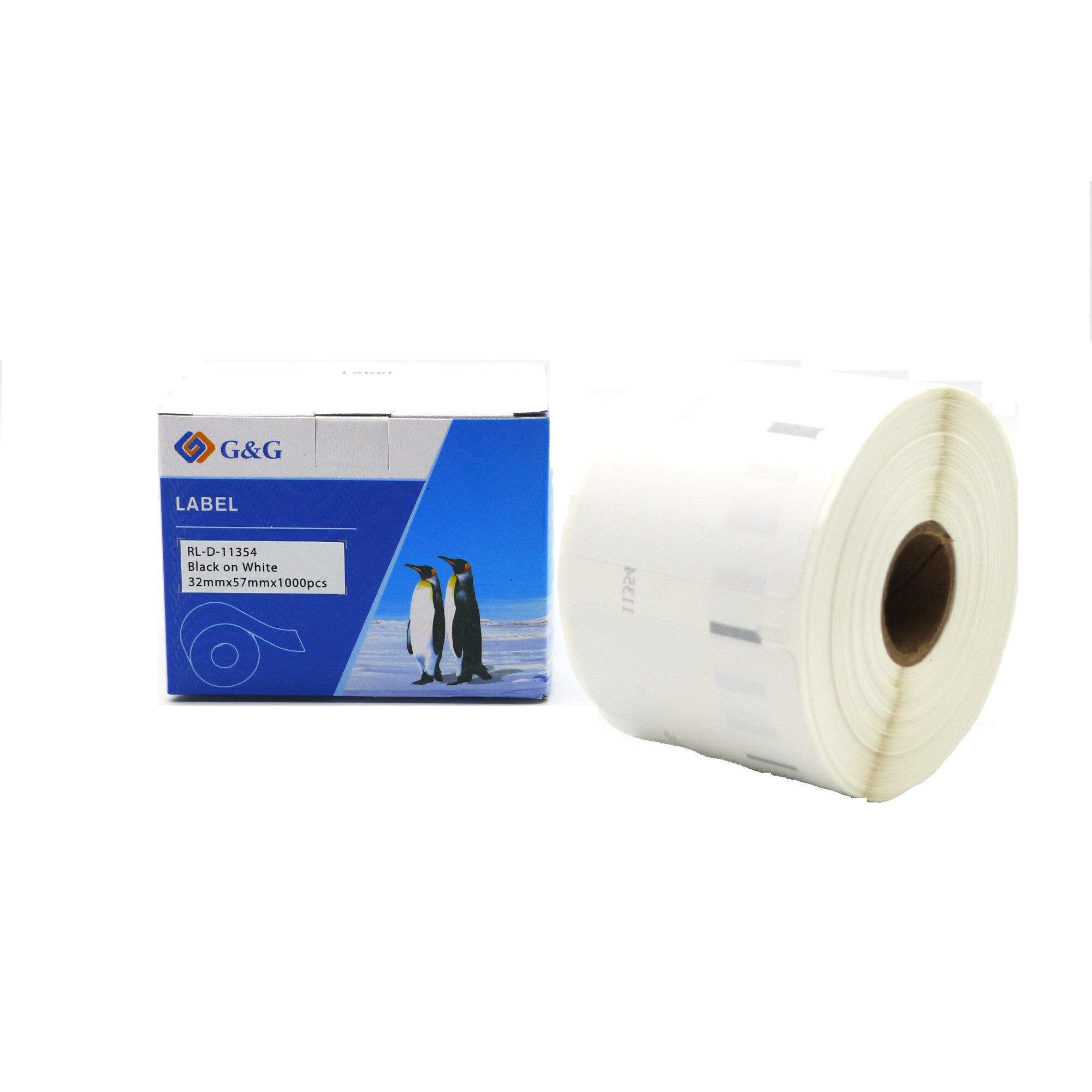 Banda Etichete G&G repozitionabile compatibil cu Dymo 11354 / S0722540 (LW 450), 32 x 57mm, black on white